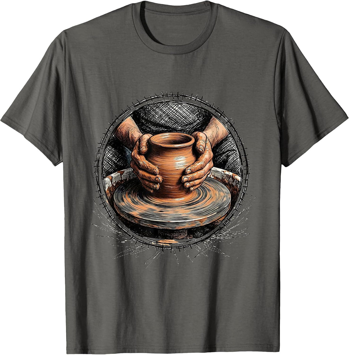 Occupational Therapy Pottery Wheel Hands Graphic T-Shirt - Asphalt Grey