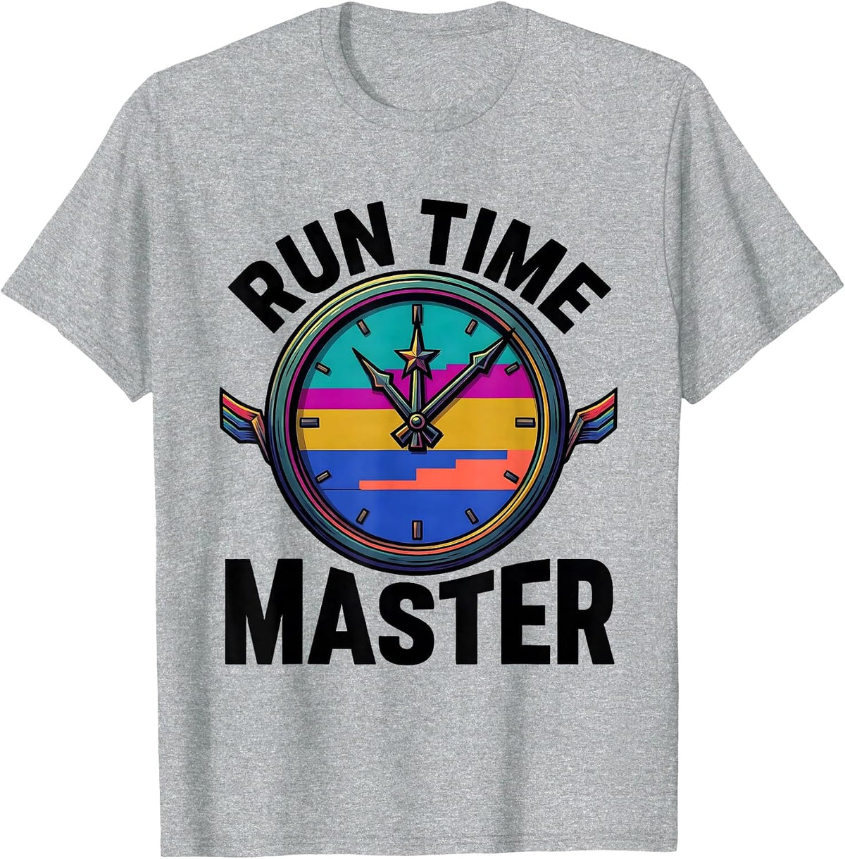 Men's Run Time Master Colorful Dialysis Nurse Nephrology Crew T-Shirt - Heather Grey