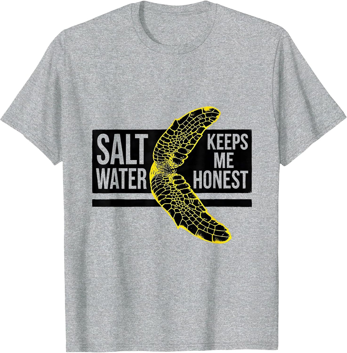 Men's Salt Water Keeps Me Honest Stencil Sea Turtle Ocean Animal T-Shirt - Heather Grey