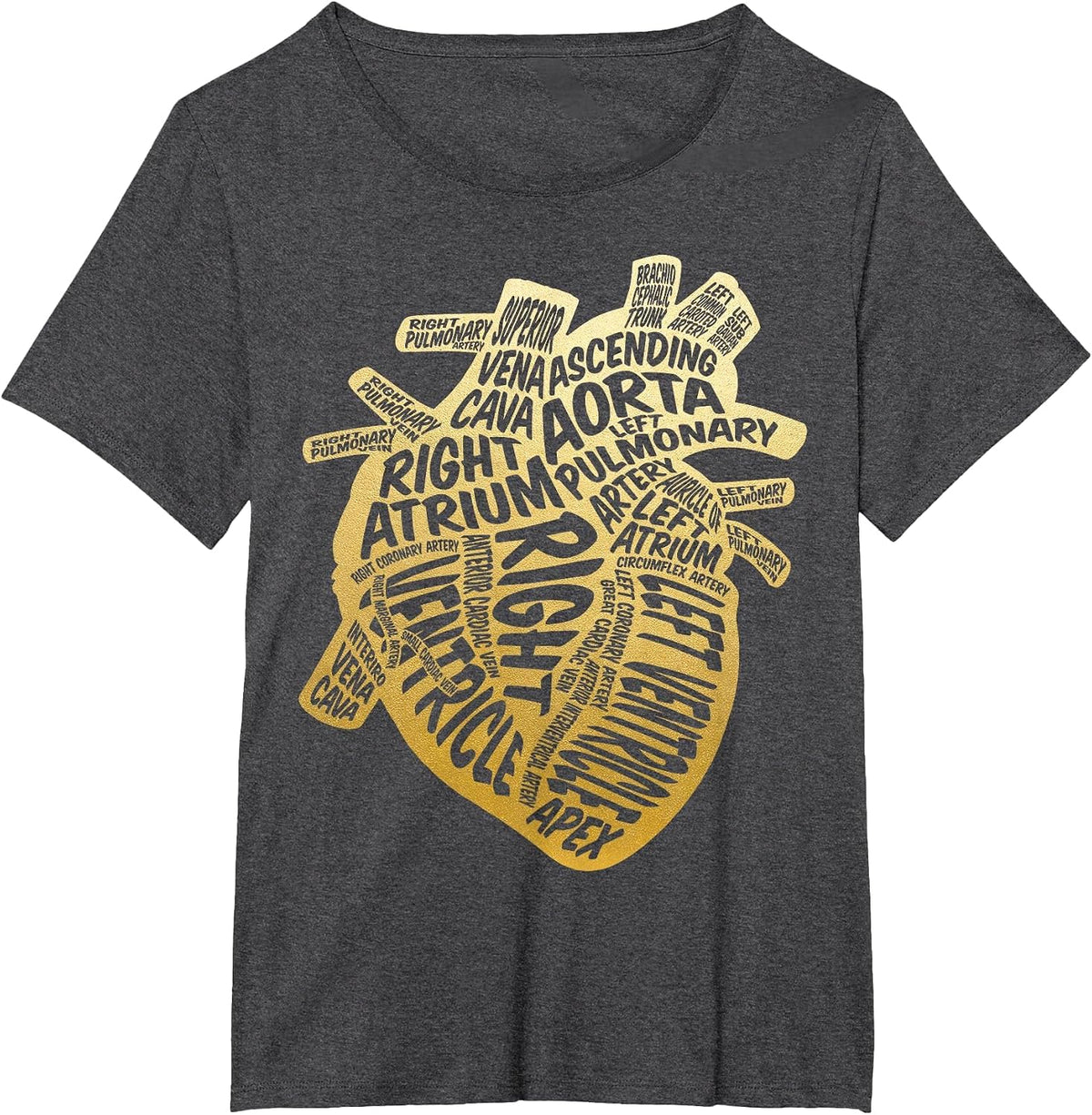 Cardiac Stethoscope Anatomical Heart Cardiac Nurse T-Shirt - Dark Heather Grey