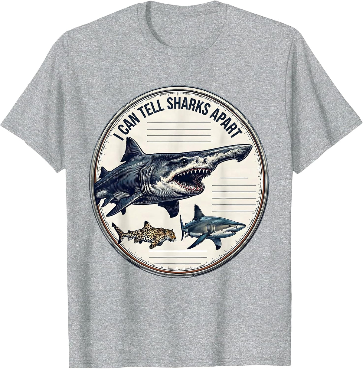 Men's I Can Tell Sharks Apart Funny Shark Lover Marine Biology T-Shirt - Heather Grey