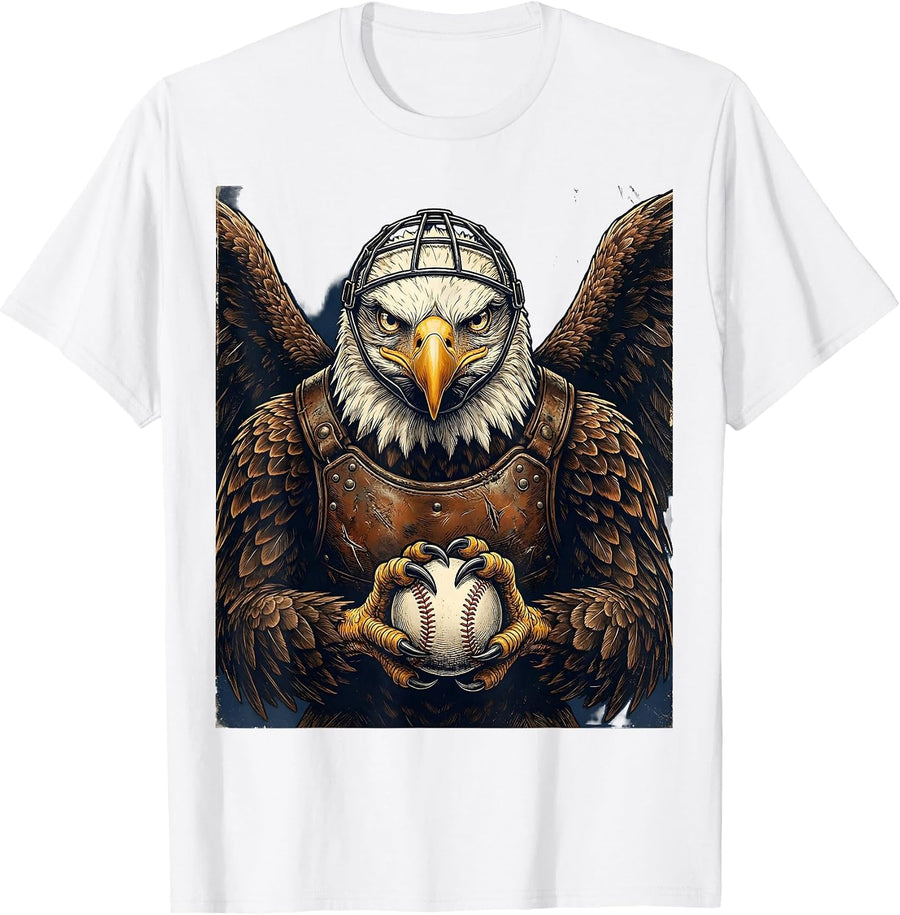 Men's Bald Eagle Umpire Baseball Graphic T-Shirt - White