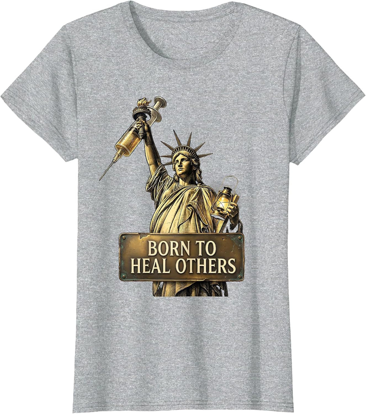 Born to Heal Others Nurse Graphic Design T-Shirt - Heather Grey