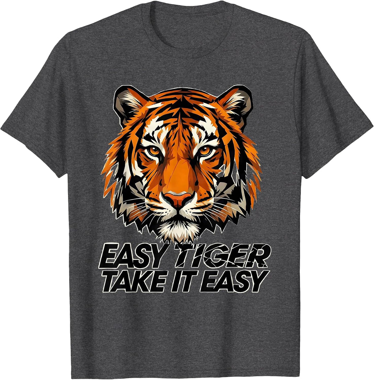 Men's Easy Tiger Take It Easy Laid-Back Design T-Shirt - Dark Heather Grey
