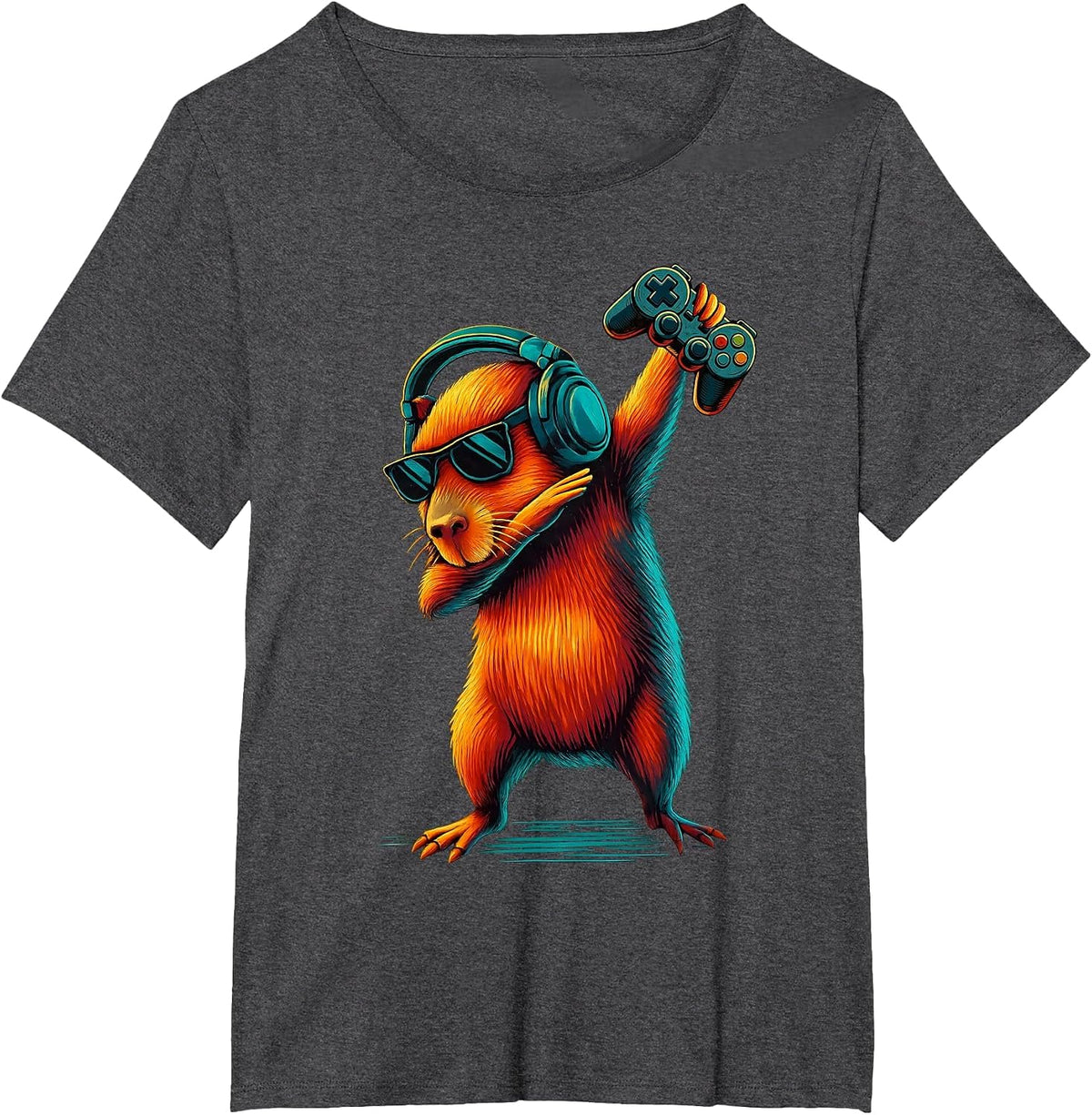 Capybara Funny Video Games Capybara T-Shirt - Dark Heather Grey