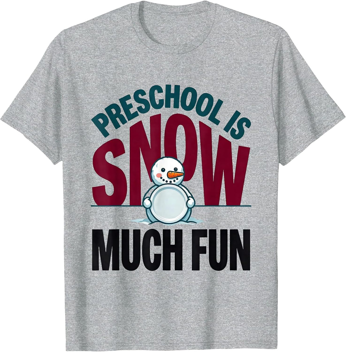 Men's Preschool Is Snow Much Fun Playful Christmas Teacher Pun T-Shirt - Heather Grey