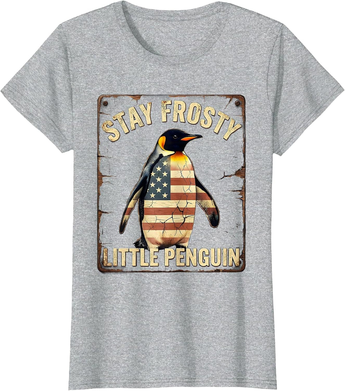 Women's Stay Frosty Little Penguin Cute Arctic Design T-Shirt - Heather Grey
