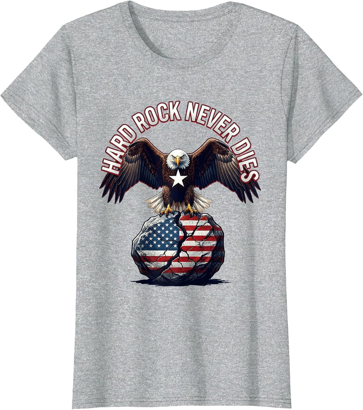 Hard Rock Never Dies Bold Rock Men Design T-Shirt - Heather Grey
