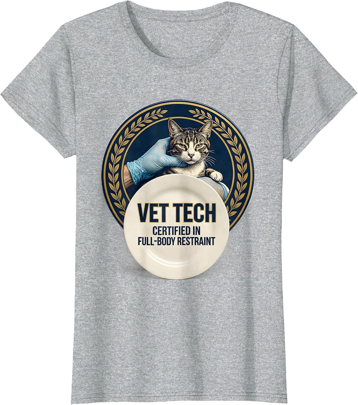 Vet Tech: Certified In Full-Body Restraint Veterinary T-Shirt - Heather Grey