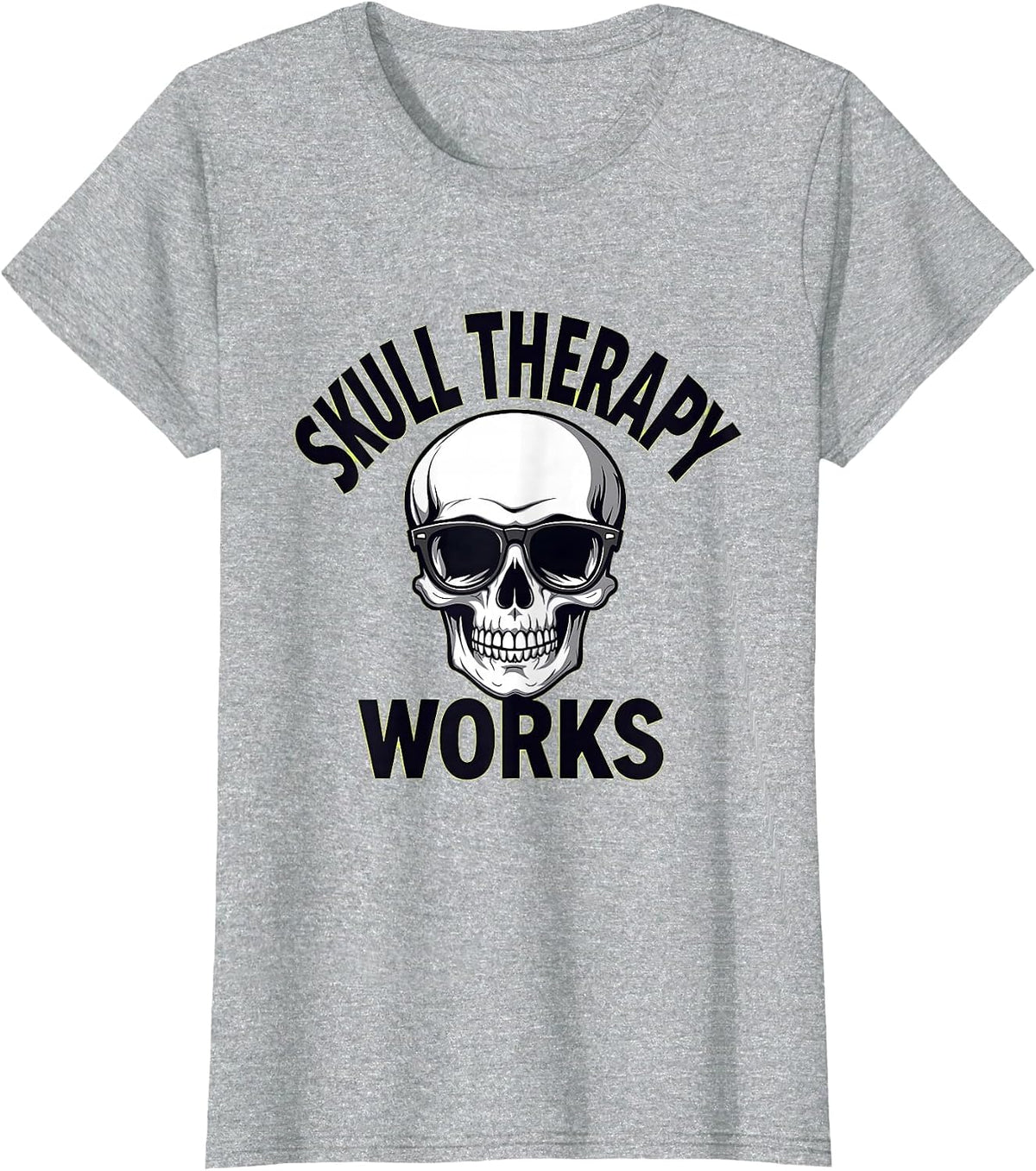 Skull Therapy Works Funny Gothic Skull Design T-Shirt - Heather Grey