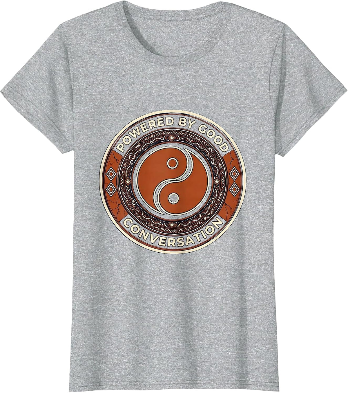 Women's Powered by Good Conversation Graphic Design T-Shirt - Heather Grey