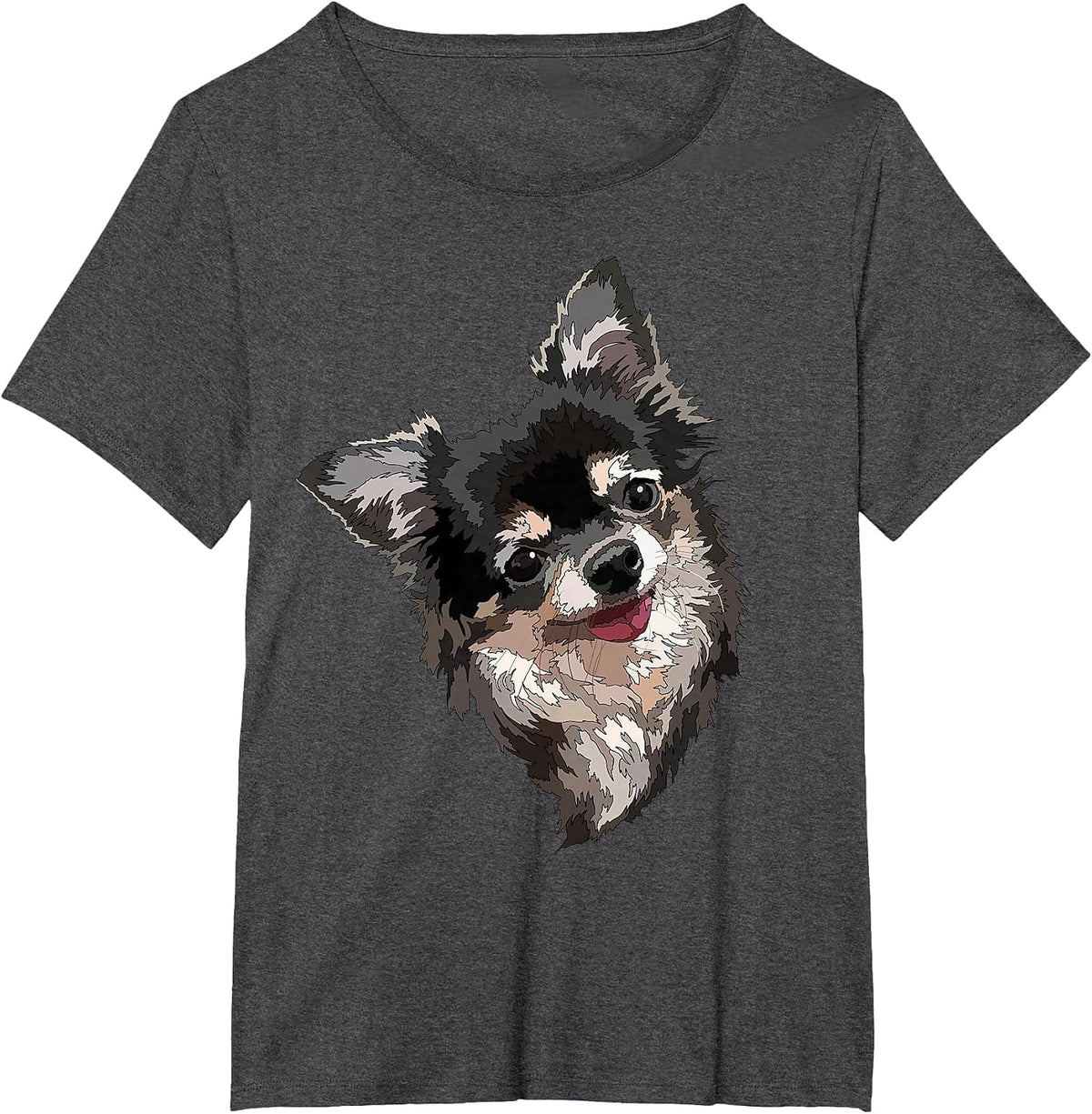 Long Haired Chihuahua Chiwawa Long Hair Mom Dad Dog Lover T-Shirt - Dark Heather Grey
