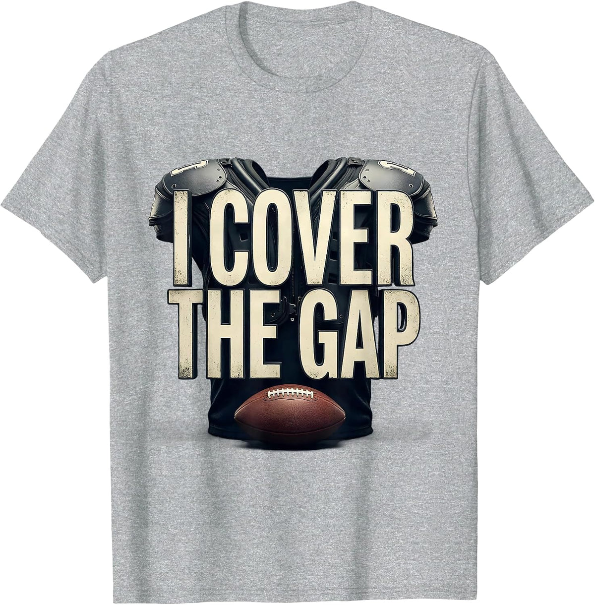 Men's I Cover The Gap Funny Football Lineman Humor T-Shirt - Heather Grey