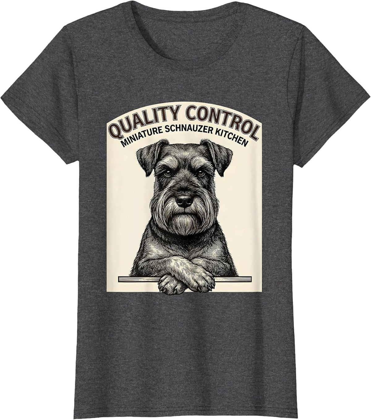Women's Quality Control Miniature Schnauzer Kitchen Schnauzer Mama T-Shirt - Dark Heather Grey
