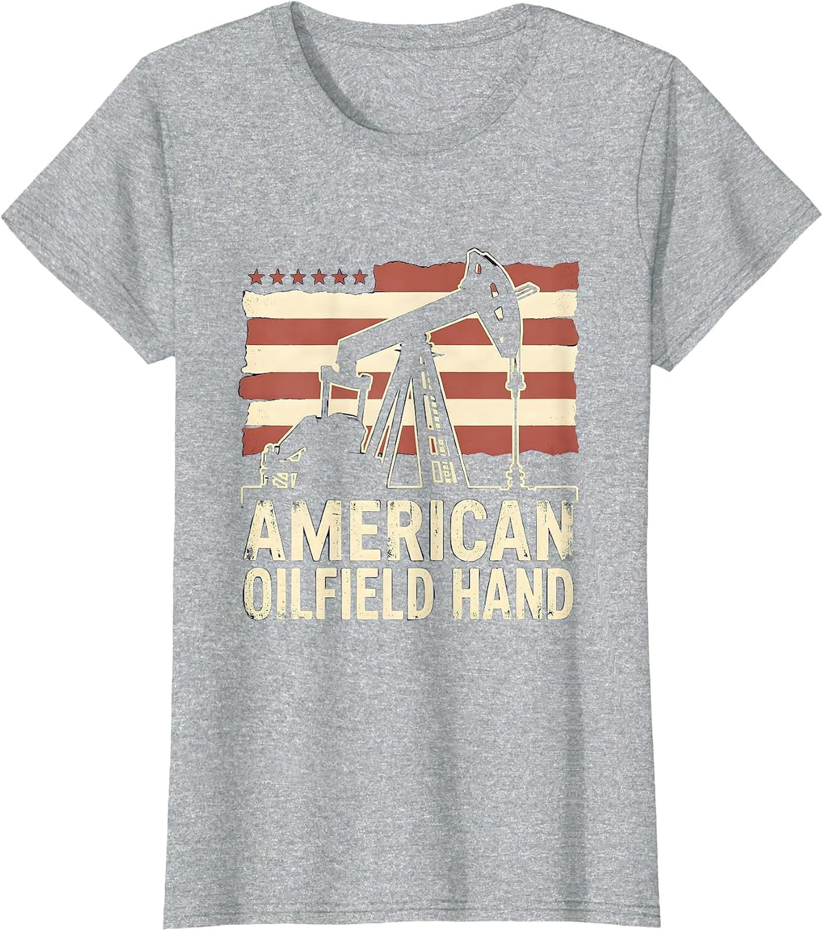 American Oilfield Hand Patriotic Oil Rig Trucker Occupation T-Shirt - Heather Grey