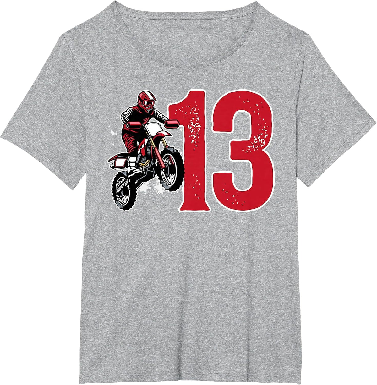 13th Dirt Bike Birthday Thirteen Year Old Dirt Biker T-Shirt - Heather Grey