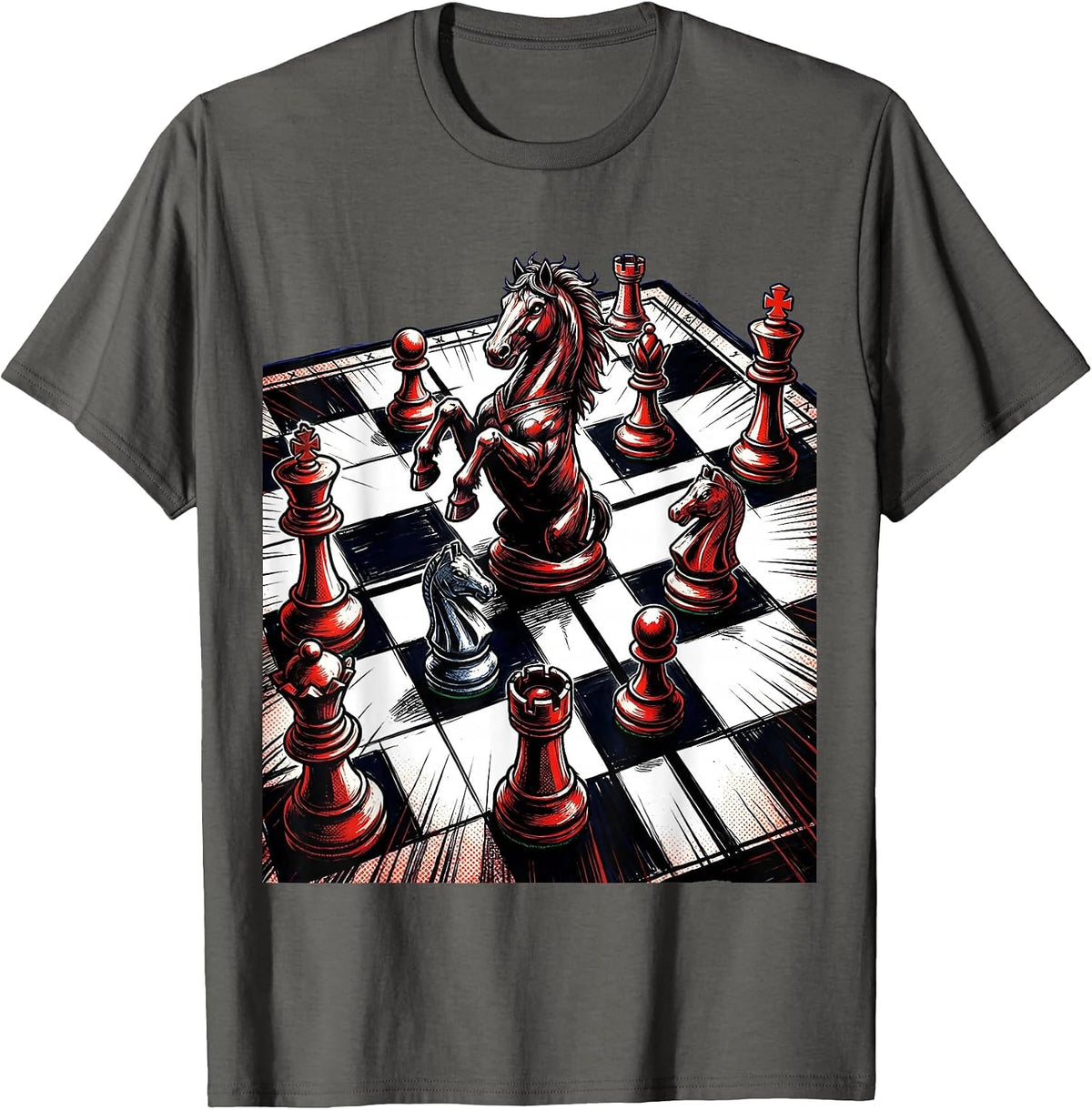 Math Teacher Chess Coordinate Grid Graphic T-Shirt - Asphalt Grey