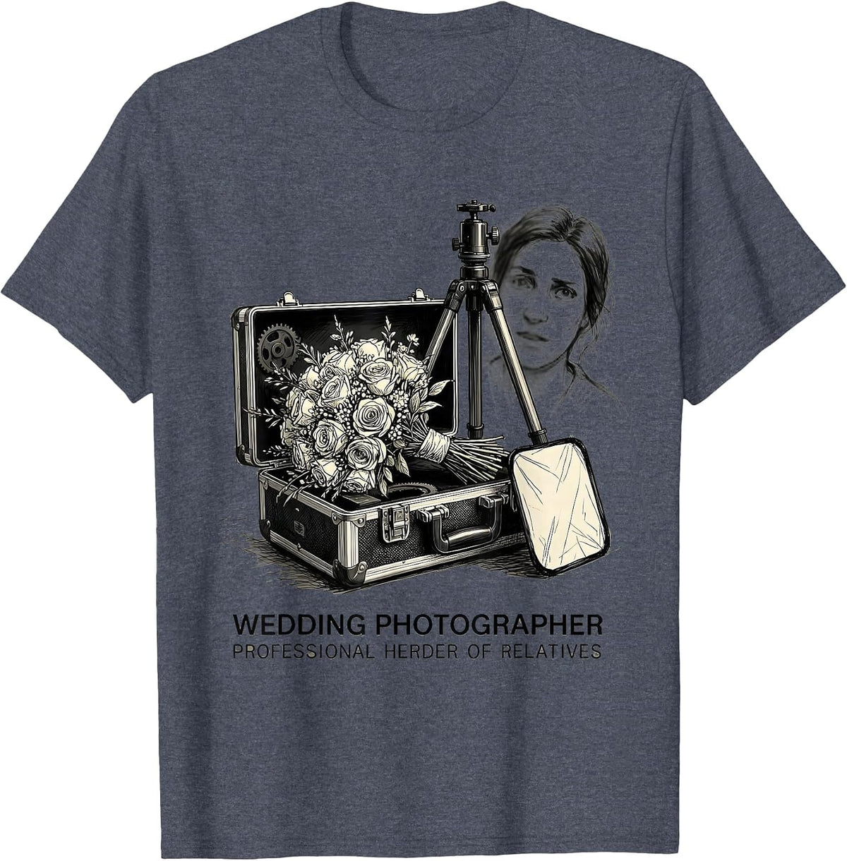 Wedding Photographer Professional Herder Of Relatives Humor T-Shirt - Heather Blue