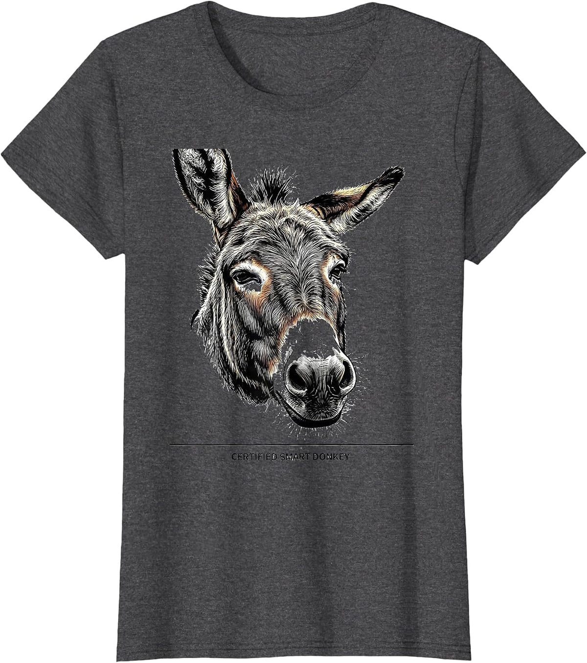 Women's Certified Smart Donkey Funny Farm Animal Humor Donkey Lover T-Shirt - Dark Heather Grey