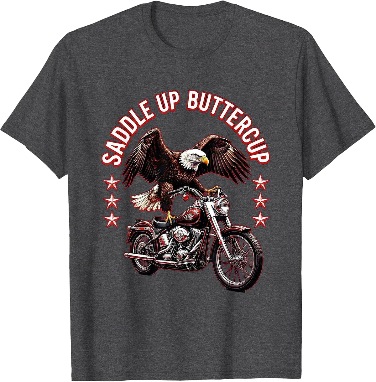 Men's Saddle Up Buttercup Cycling Bike Design T-Shirt - Dark Heather Grey