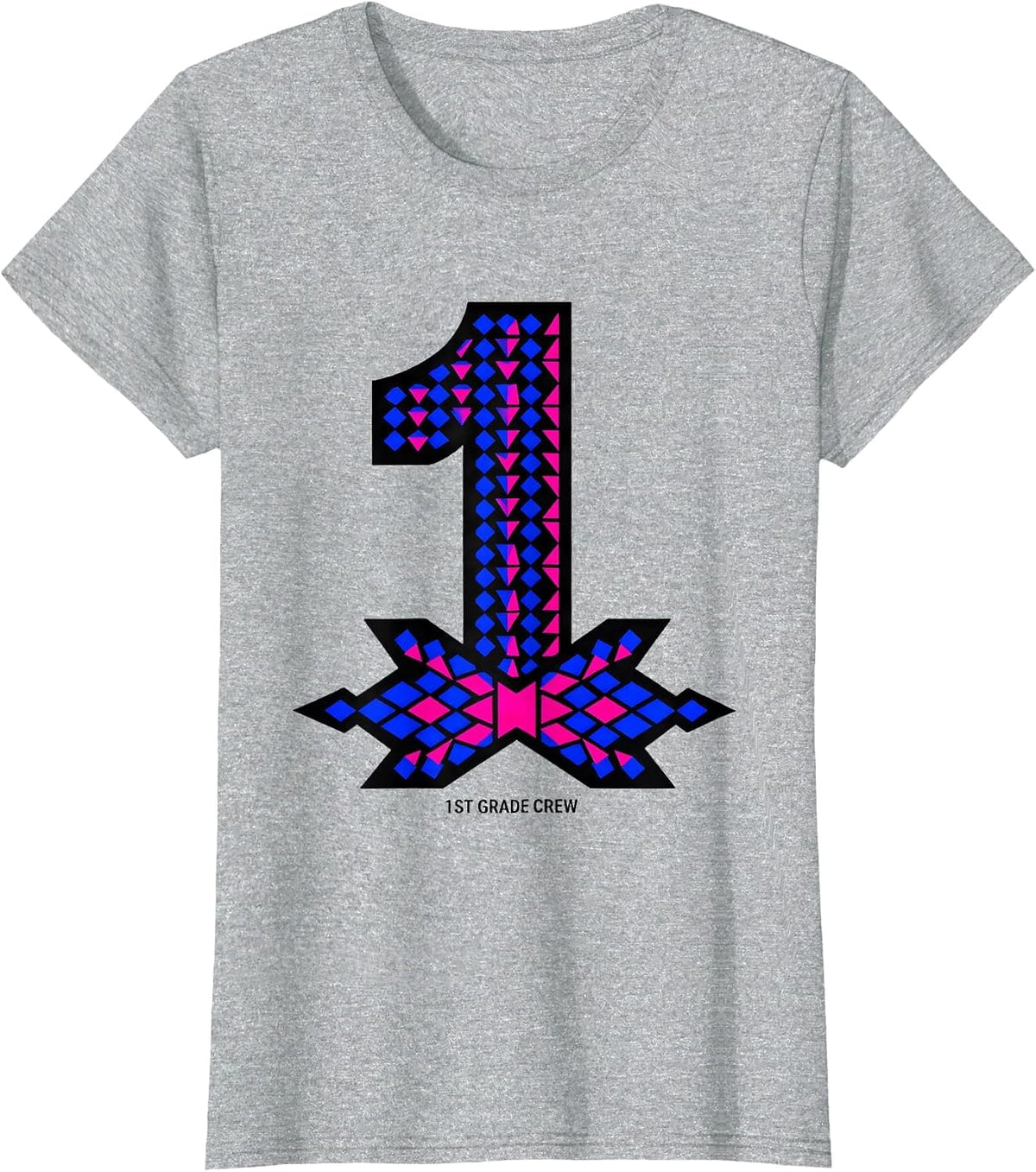 1st Grade Crew Geometric Coquette Bow Back To School First T-Shirt - Heather Grey