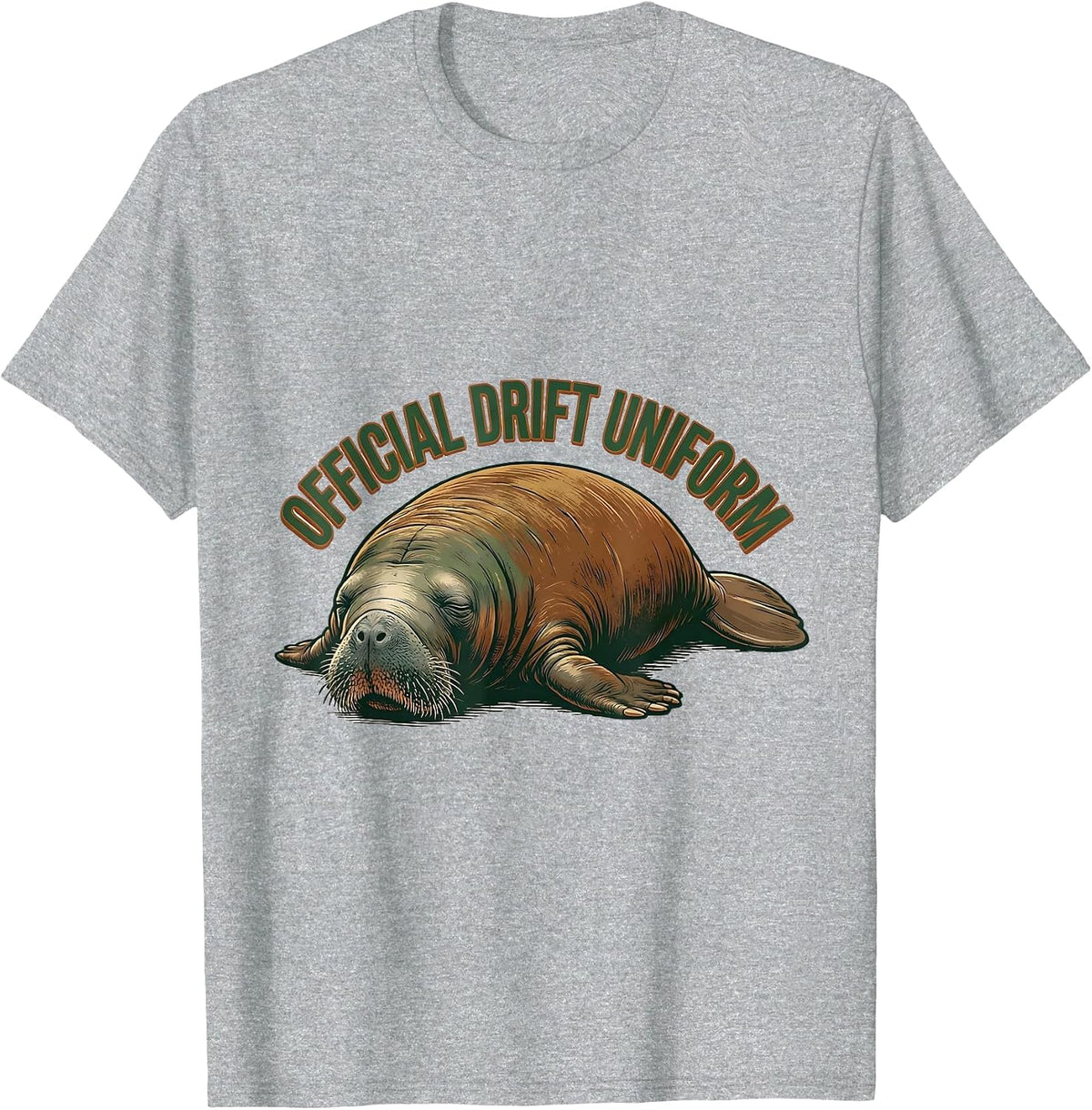 Men's Official Drift Uniform Vintage Manatee Sea Cow Wildlife T-Shirt - Heather Grey