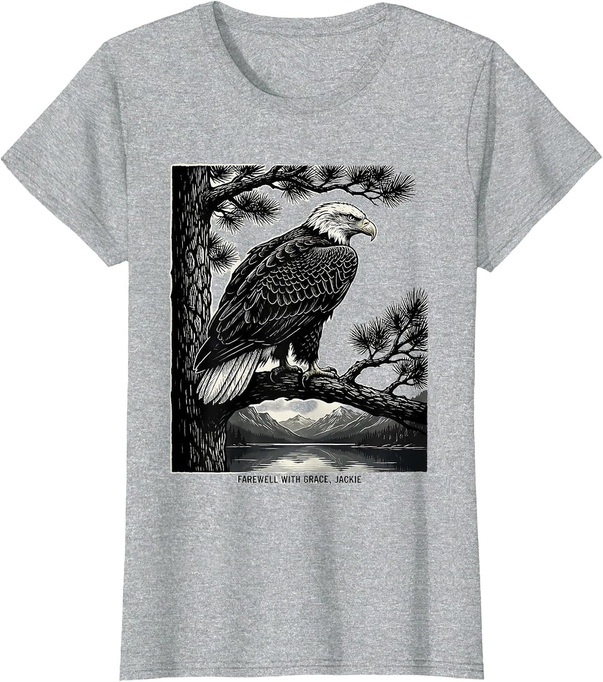 Women's Farewell With Grace Jackie Memorial Tribute Bald Eagle T-Shirt - Heather Grey