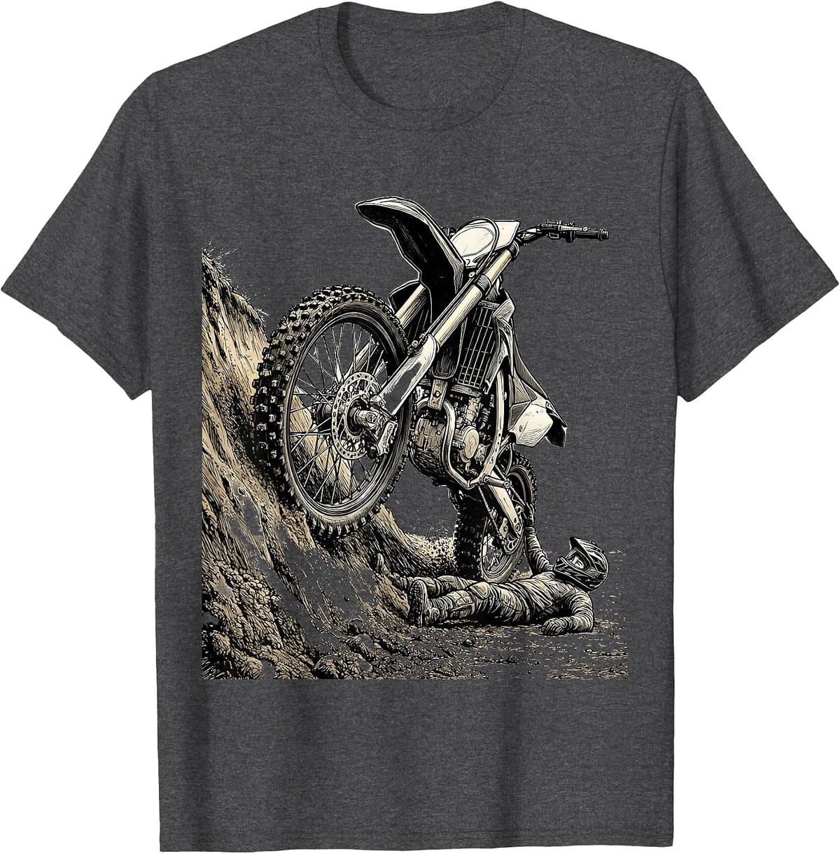 Dirt Bike Crash Humor Motocross Rider Gift T-Shirt - Dark Heather Grey