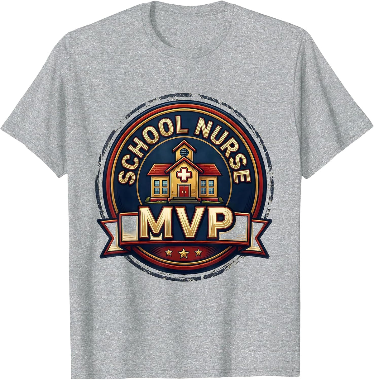 Men's School Nurse MVP Funny School Nurse Gift Back to School T-Shirt - Heather Grey