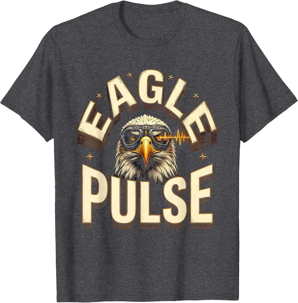 Men's Eagle Pulse Vintage Aviator Sunglasses Wildlife Lover Pride T-Shirt - Dark Heather Grey