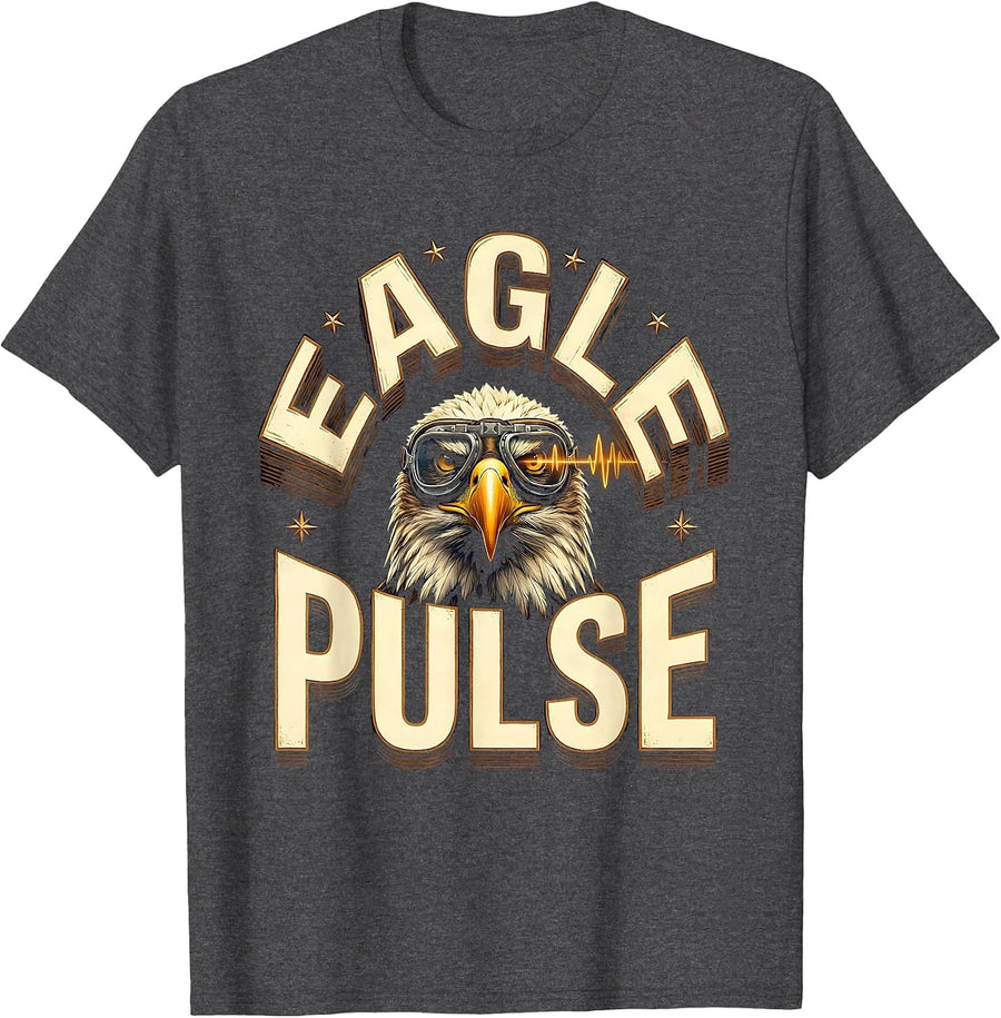 Men's Eagle Pulse Vintage Aviator Sunglasses Wildlife Lover Pride T-Shirt - Dark Heather Grey
