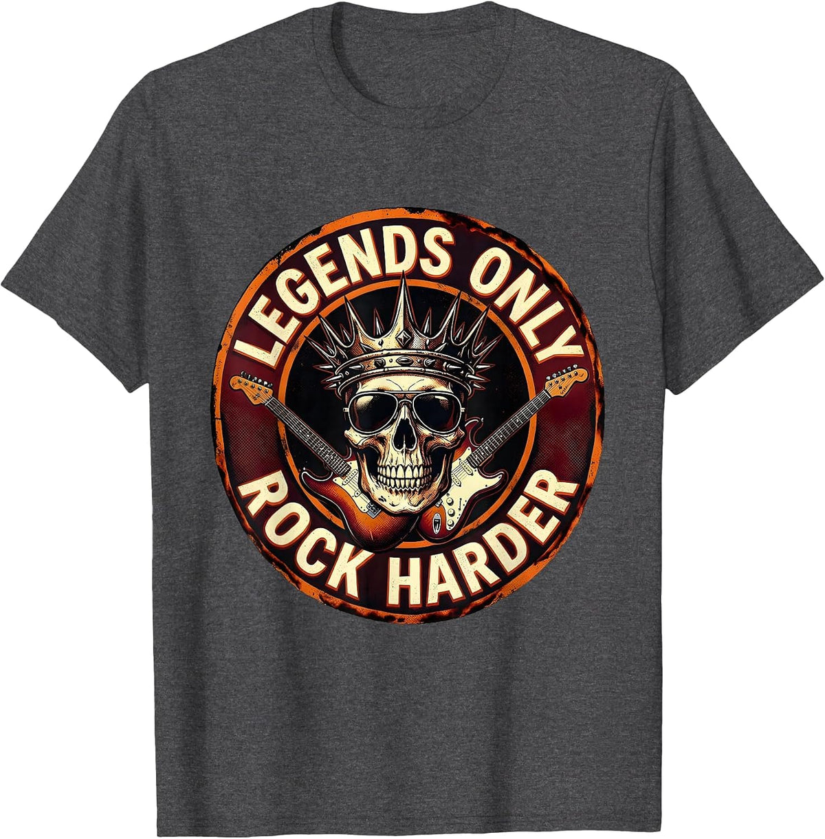 Legends Only Rock Harder Men's Rock Design T-Shirt - Dark Heather Grey
