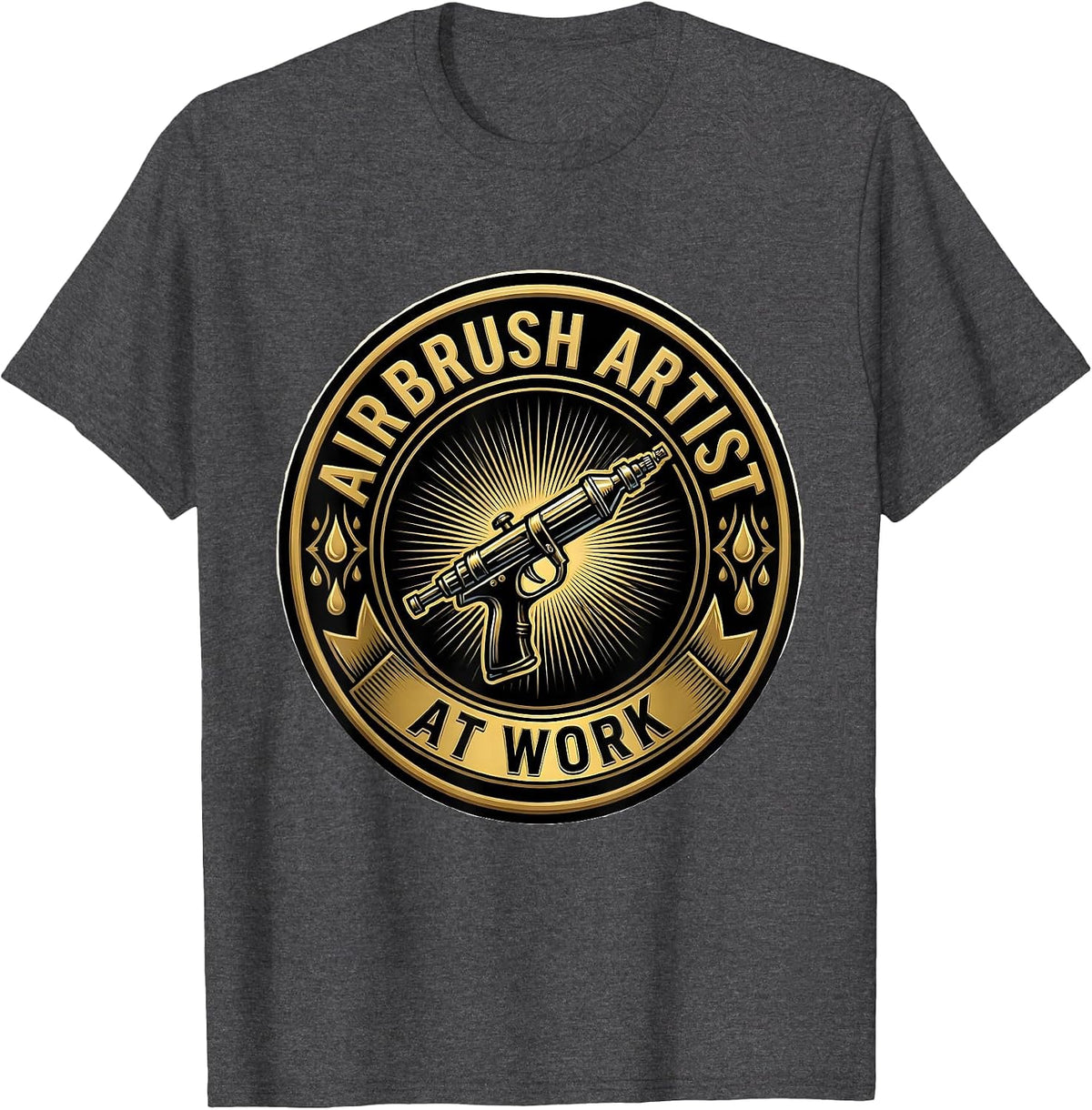 Airbrush Artist At Work Creative Design T-Shirt - Dark Heather Grey