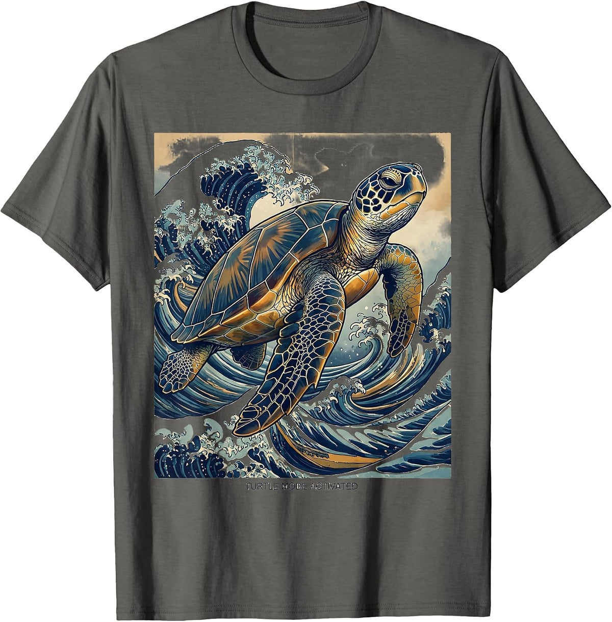 Turtle Mode Activated Fun Turtle Design T-Shirt - Asphalt Grey