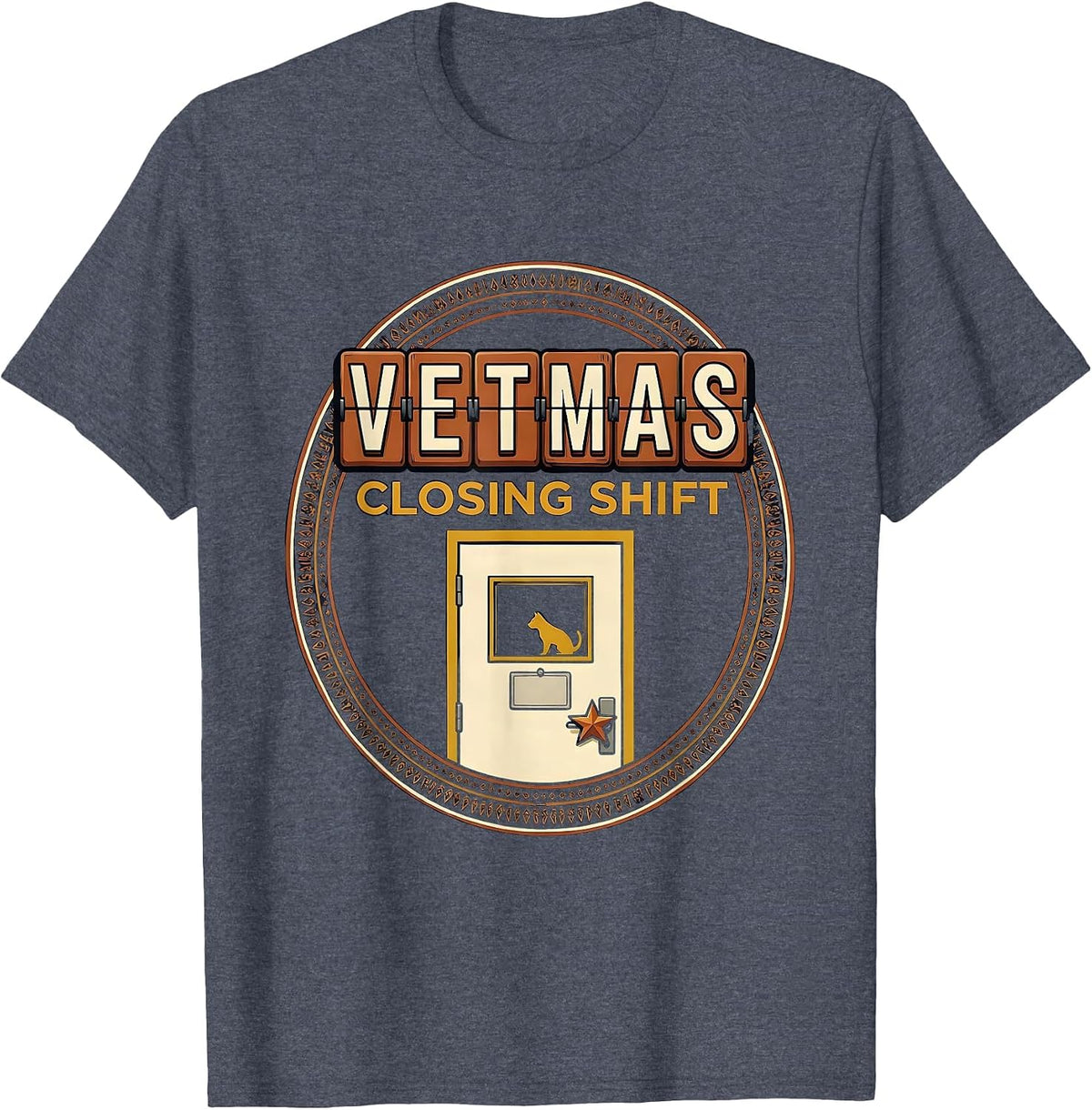 Vetmas Closing Shift Funny Vet Tech Christmas Veterinary T-Shirt - Heather Blue