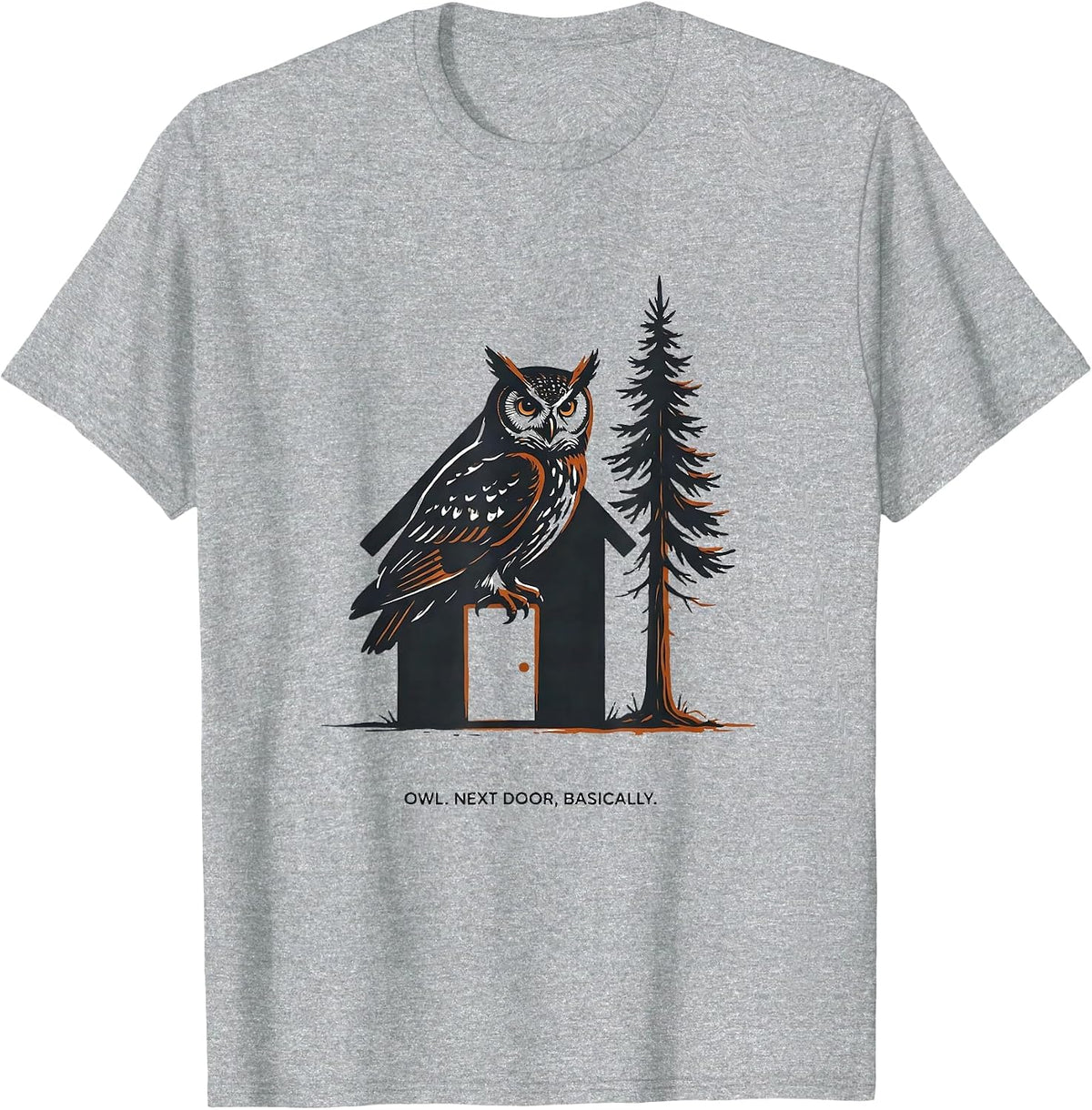 Men's Owl Next Door Basically Wholesome Nature Lover Forest T-Shirt - Heather Grey