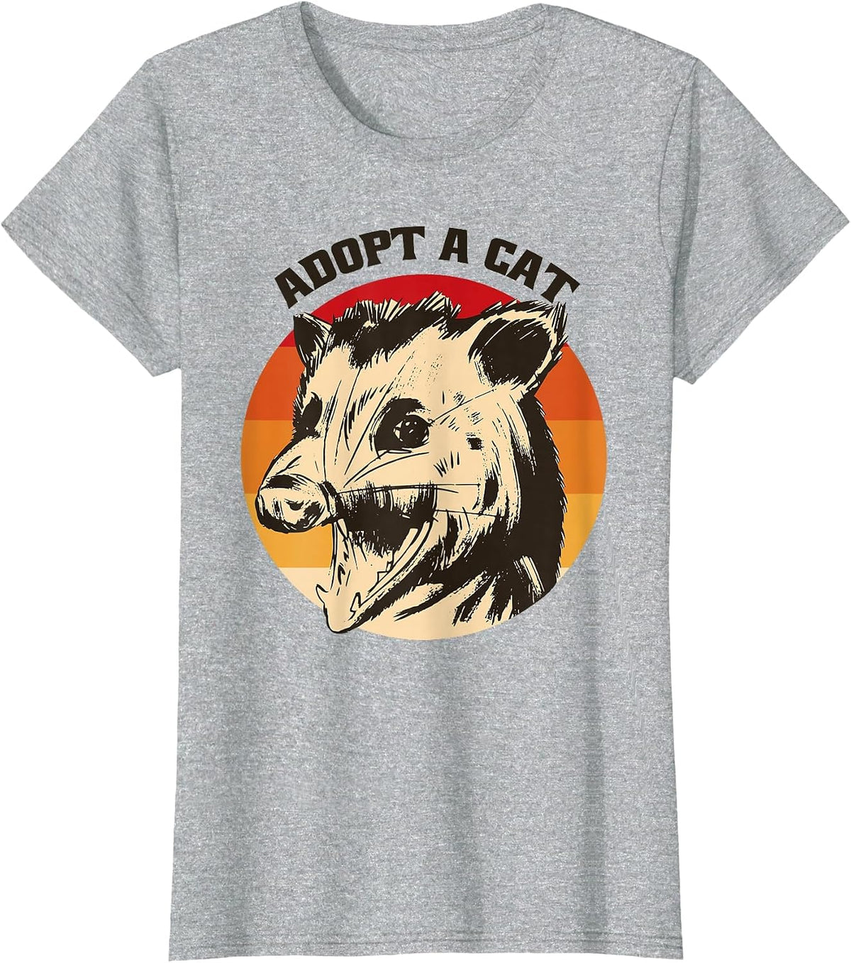 Opossum Adopt A Cat Vintage Funny Possum T-Shirt - Heather Grey