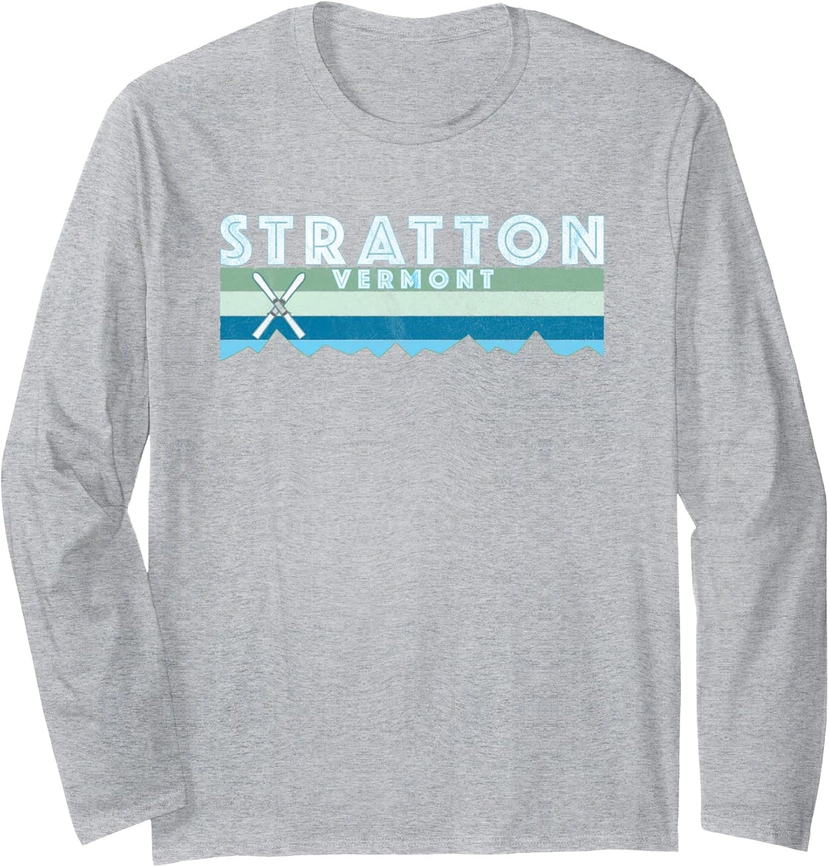 Stratton Vermont Ski Design/Retro Vintage Stratton Long Sleeve T-Shirt - Adult Unisex Heather Grey