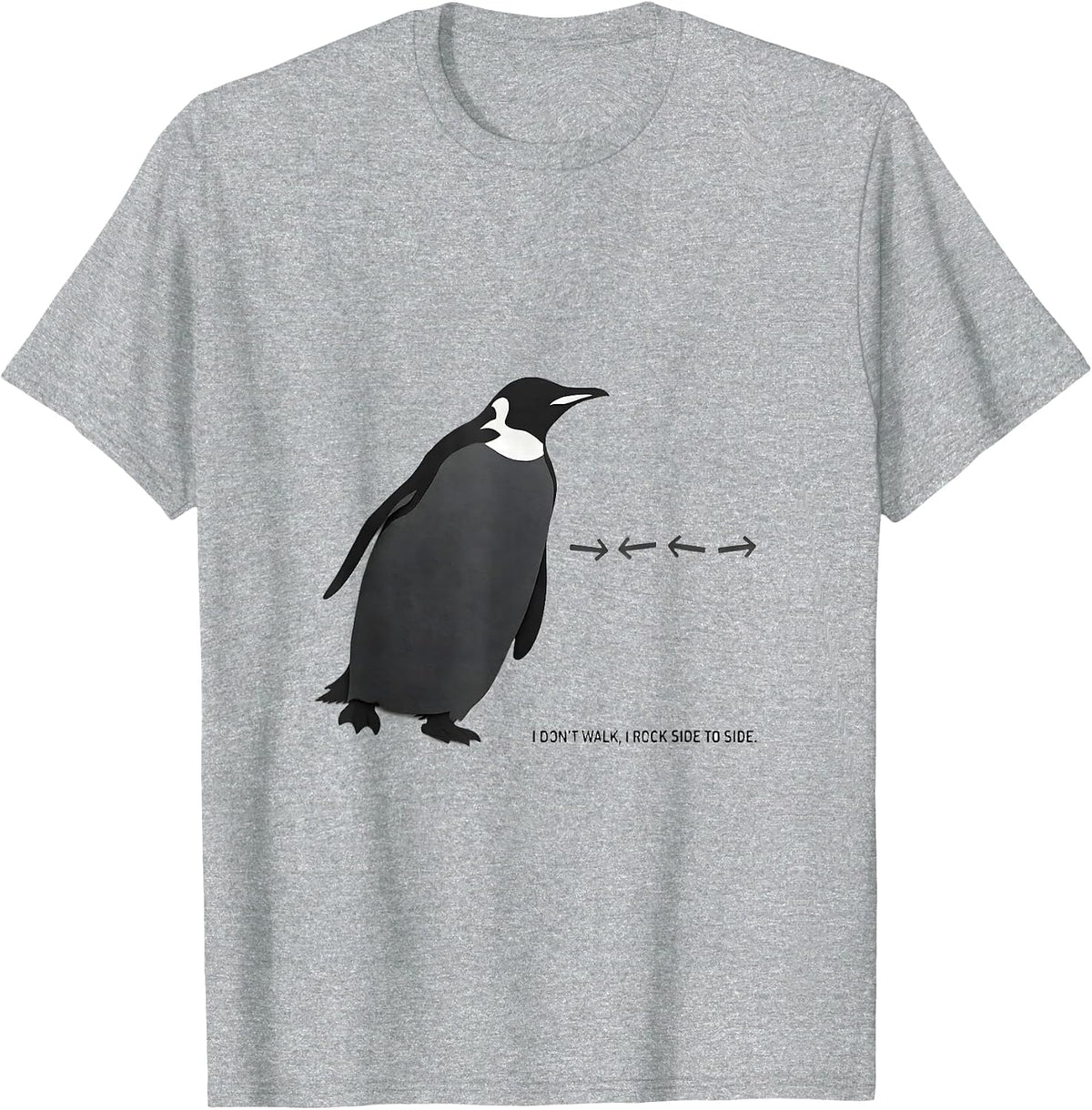 Men's I Don't Walk, I Rock Side To Side Funny Penguin Lover T-Shirt - Heather Grey