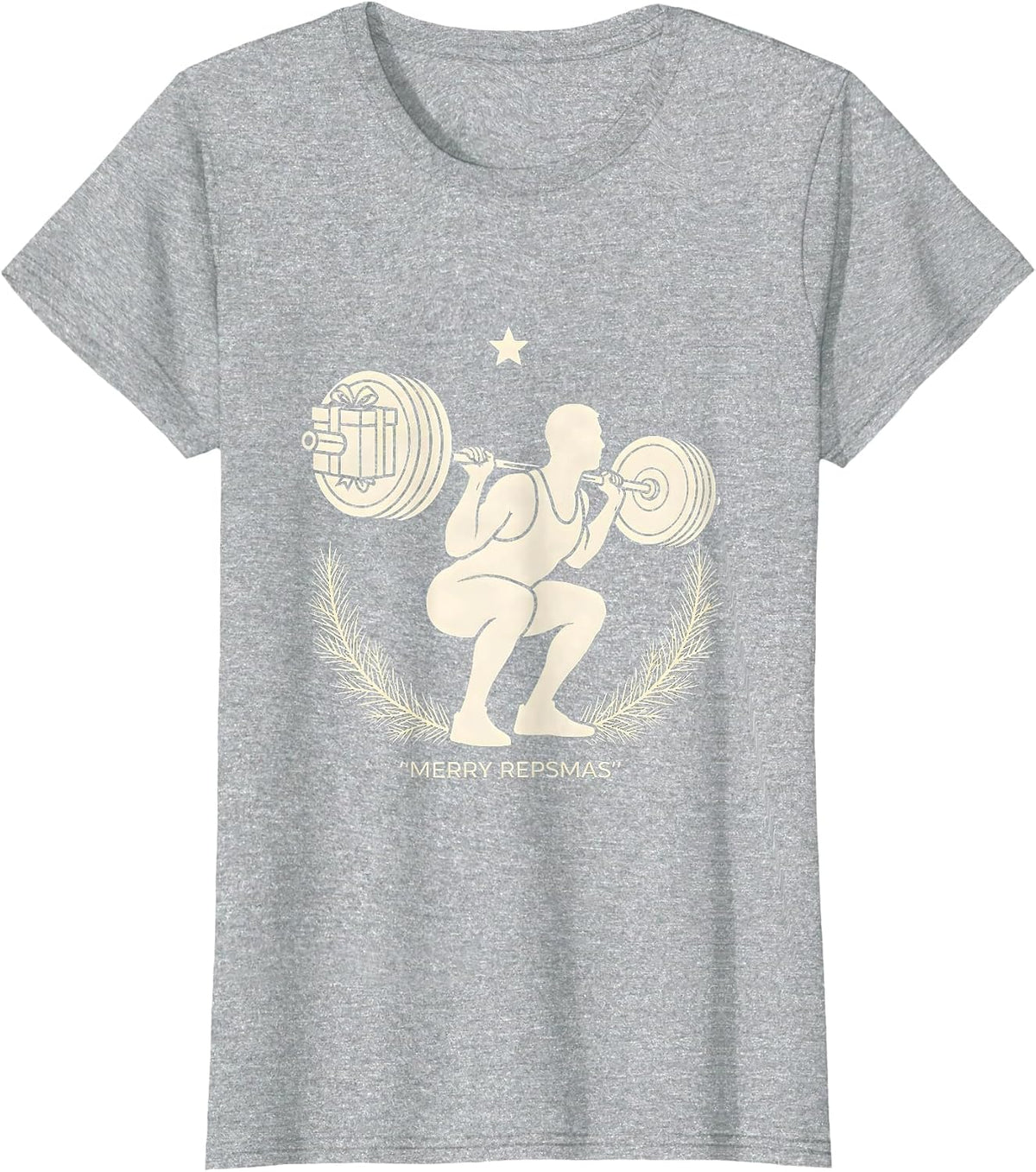 Women's Merry Repsmas Funny Lifter Gift Gym Workout Christmas T-Shirt - Heather Grey