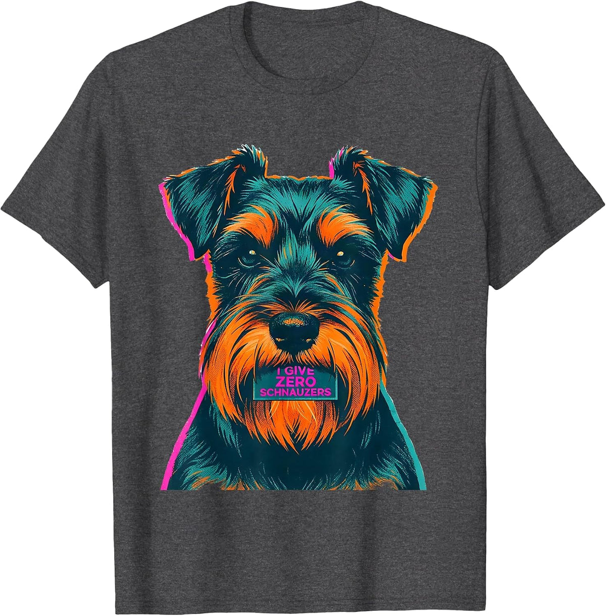 I Give Zero Schnauzers Funny Miniature Schnauzer Lover T-Shirt - Dark Heather Grey
