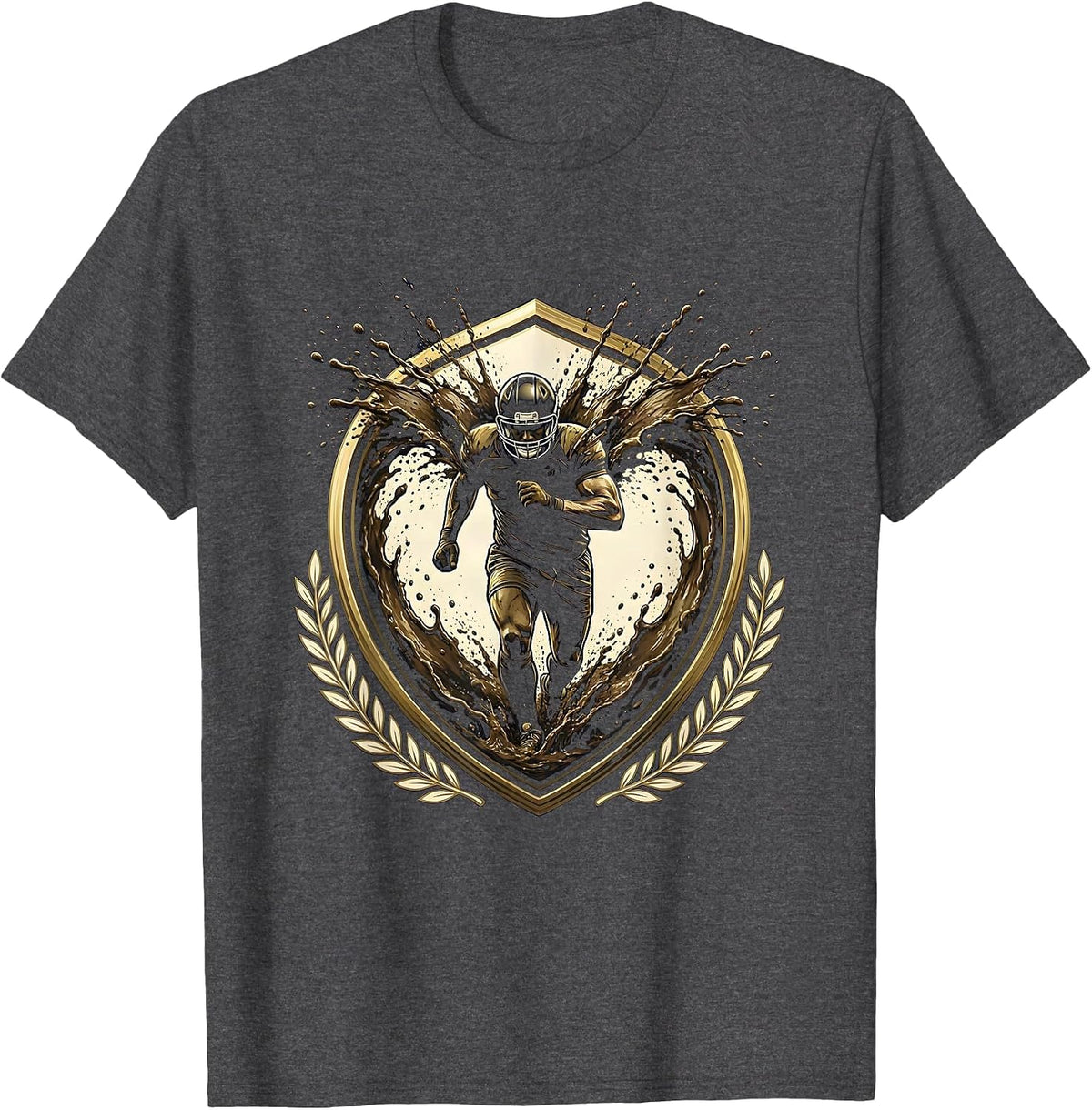 Men's Rugby Player Bulldozing Through Mud Spray T-Shirt - Dark Heather Grey