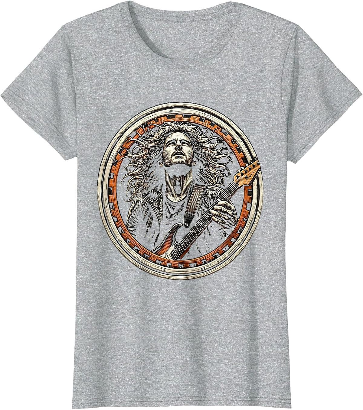 Women's Rock Musician Windswept Hair Band Graphic T-Shirt - Heather Grey
