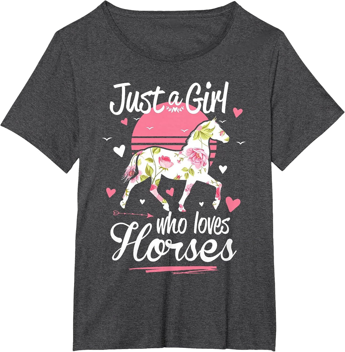 Just A Girl Who Loves Horses Shirt Vintage T-Shirt - Dark Heather Grey