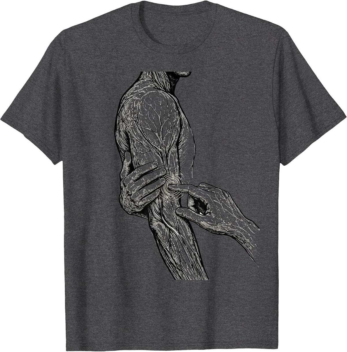 Anatomical Lines Massage Therapist Line Art Occupational T-Shirt - Dark Heather Grey