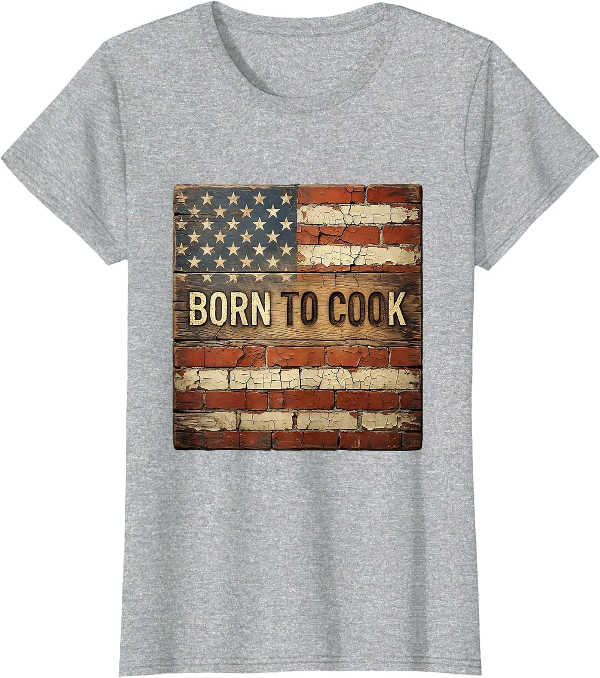 Born to Cook Chef Graphic Design T-Shirt - Heather Grey