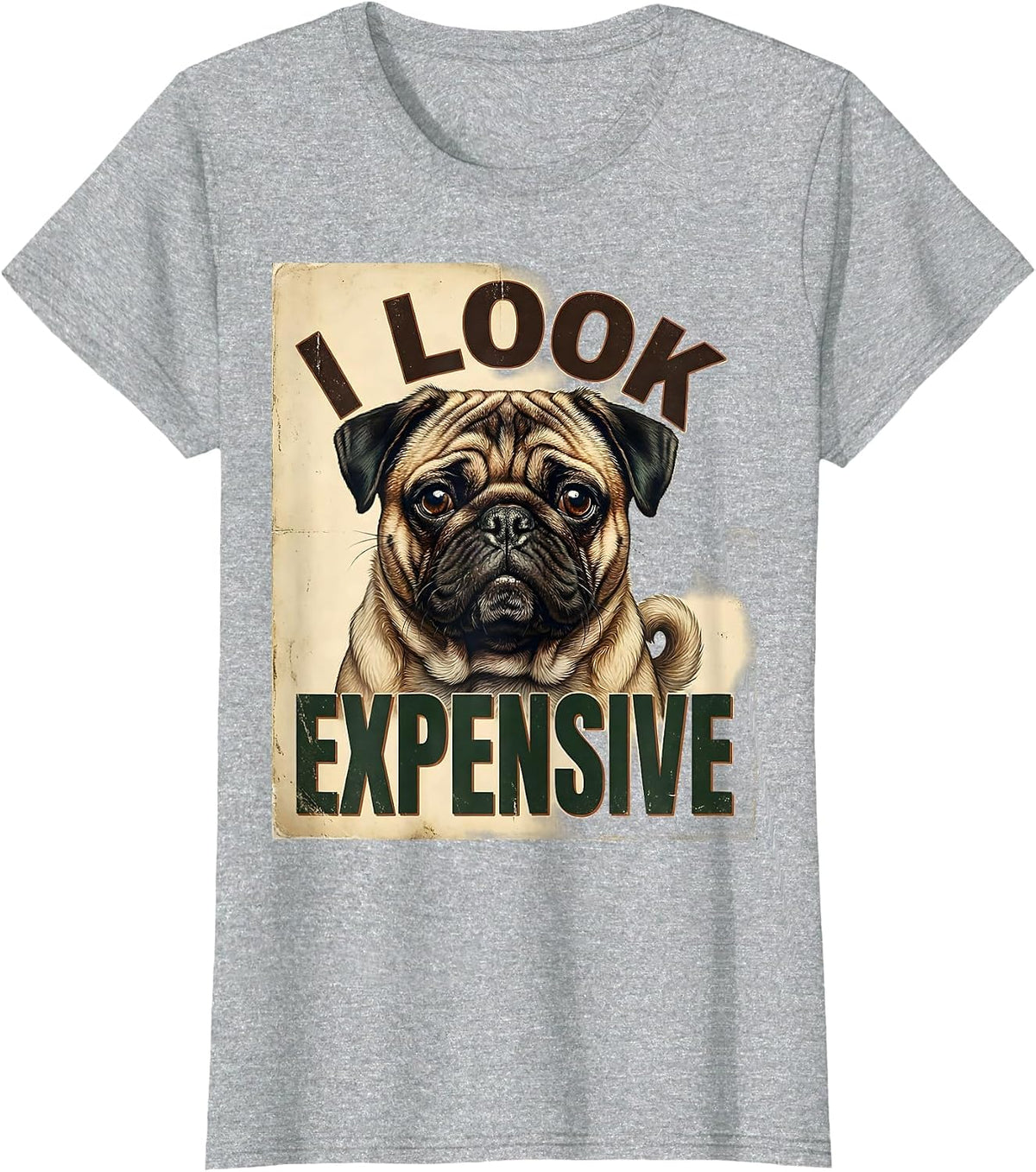 I Look Expensive Vintage Pug Dog Lover Funny Pug Mom Dad T-Shirt - Heather Grey