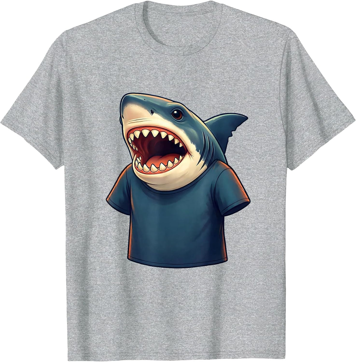 Men's Storybook Shark Jaw Playful Ocean Animal Halloween Costume T-Shirt - Heather Grey