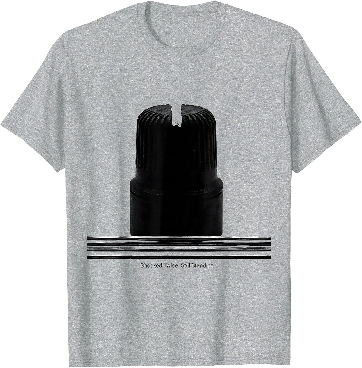 Men's Shocked Twice Still Standing Funny Electrician Gift T-Shirt - Heather Grey