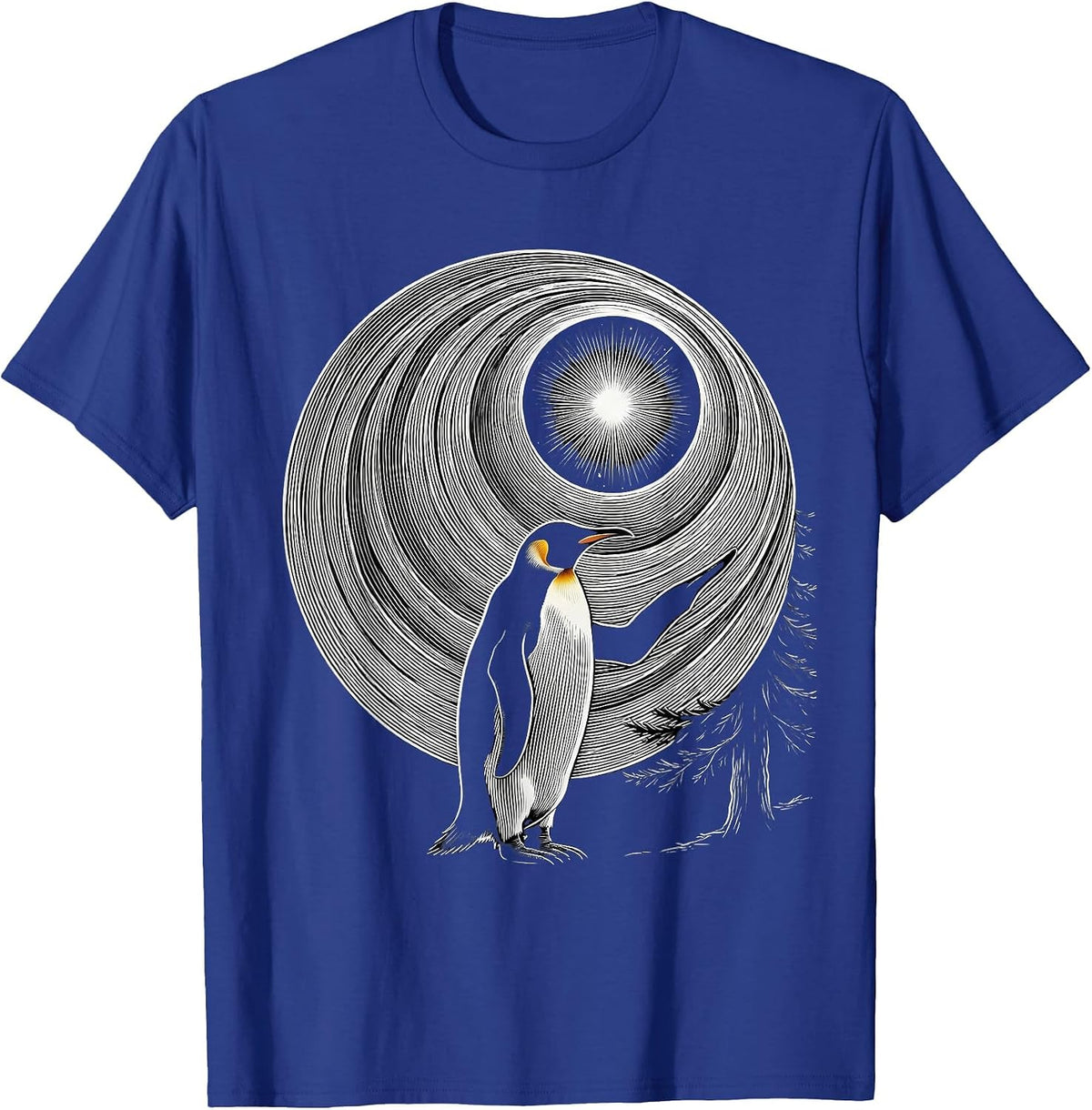 Penguin Starry Night Van Gogh Animal Lover Mashup T-Shirt - Royal Blue